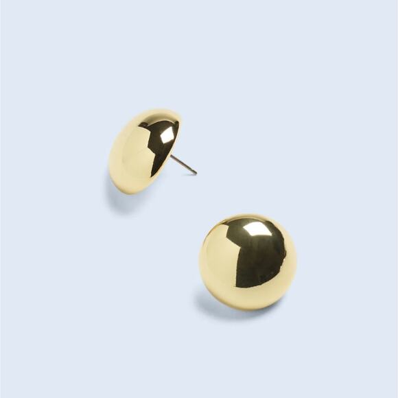NEW Madewell Gold Button Stud Earrings Pale Gold - Picture 2 of 8